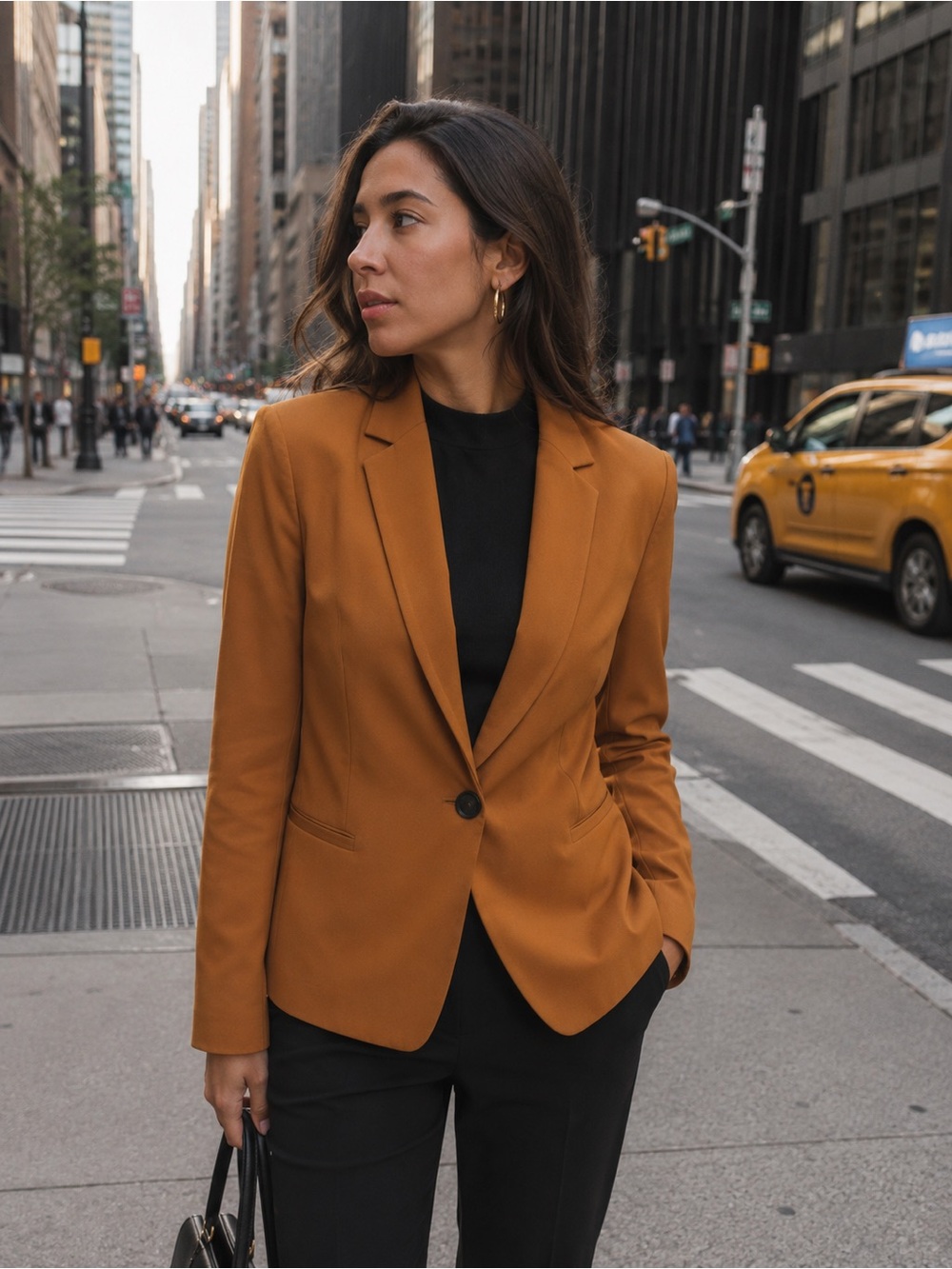 Zara Rust Brown Single-Button Blazer
